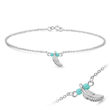 Dangling Feather Silver Anklet ANK-402-B